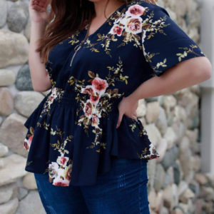 floral print plus size elastic wait elastic ruffled bottom ruffled ruffles plus size plus blouse navy floral beige floral white floral zipper v neck