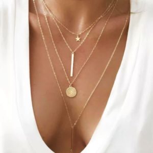 4 Layered Necklace Bar Star